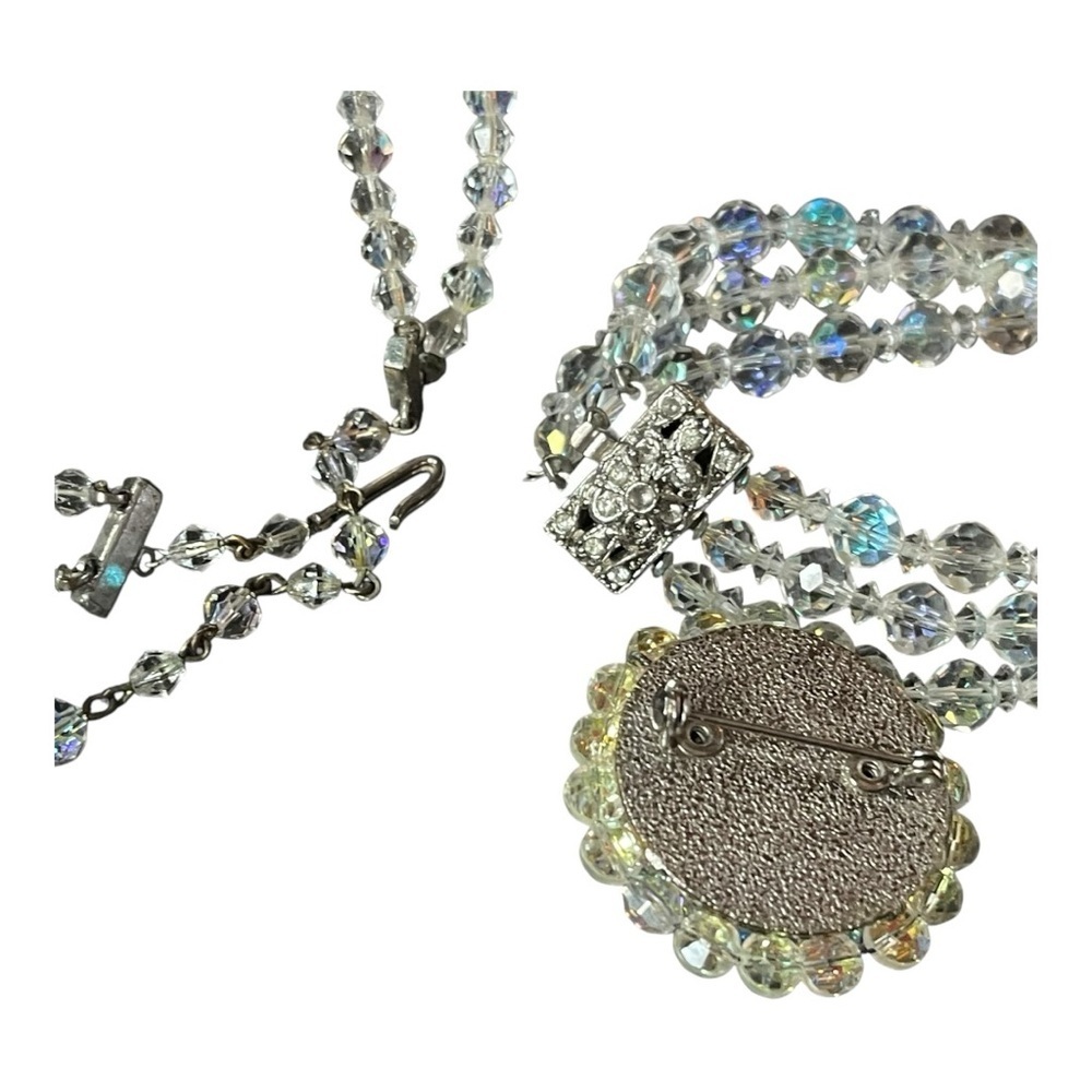 3 piece Vintage Aurora Borealis set. Necklace bracelet and brooch pin - Picture 9 of 9